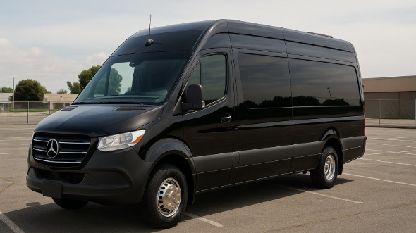 Exterior of Torrance Party Bus Company's 14 Passenger Sprinter Limousine in Compton