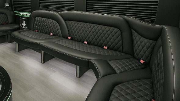 Interior of Torrance Party Bus Company's 14 Passenger Sprinter Limousine in Inglewood