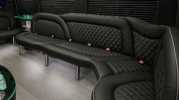 Interior of Torrance Party Bus Company's 14 Passenger Sprinter Limousine in Long Beach