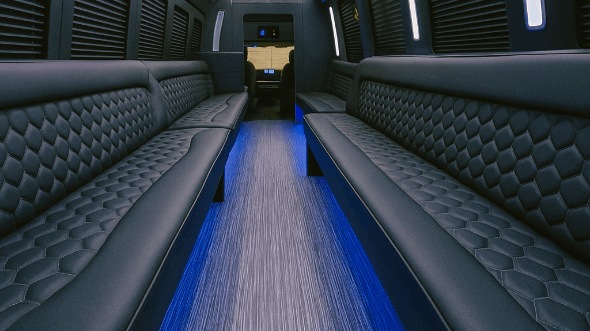 Interior of Torrance Party Bus Company's 20 Passenger Party Bus in Redondo Beach