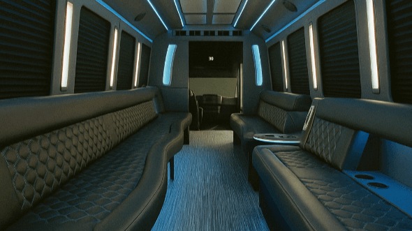 Interior of Torrance Party Bus Company's 28 Passenger Party Bus in Hawthorne