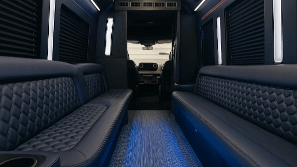 Interior of Torrance Party Bus Company's 30 Passenger Party Bus in Bellflower