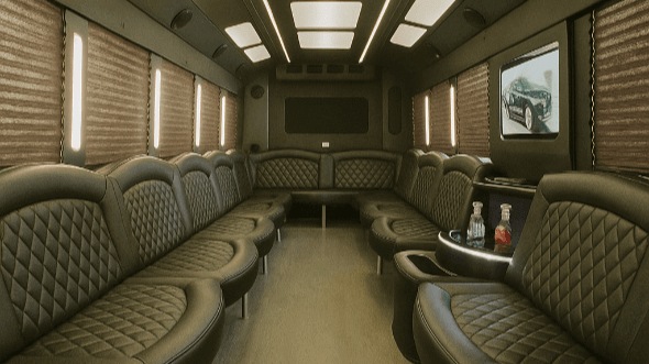 Interior of Torrance Party Bus Company's 30 Passenger Party Bus in Hawthorne