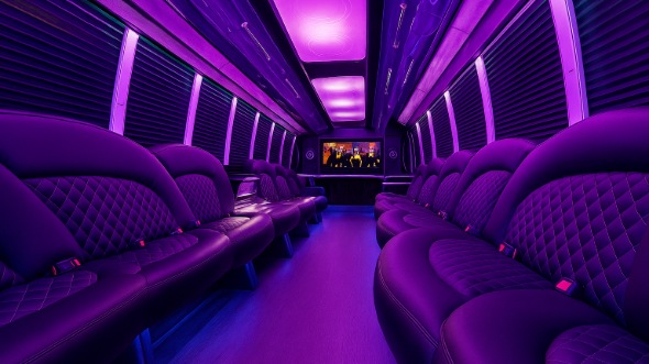 Interior of Torrance Party Bus Company's 40 Passenger Party Bus in Hawthorne
