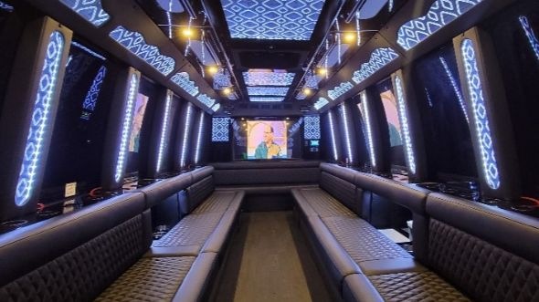 Interior of Torrance Party Bus Company's 40 Passenger Party Bus in Torrance