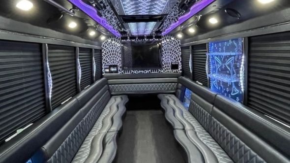 Interior of Torrance Party Bus Company's 50 Passenger Party Bus in Inglewood