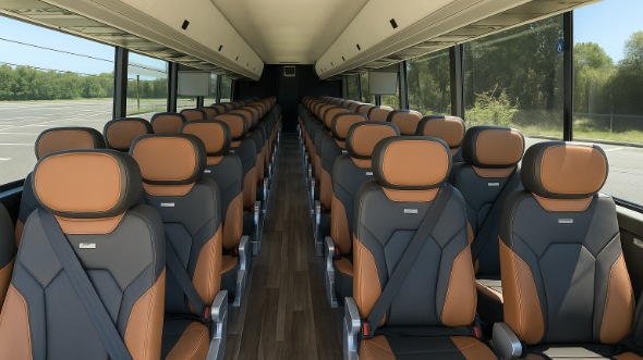 Interior of Torrance Party Bus Company's 54 Passenger Charter Bus in Torrance