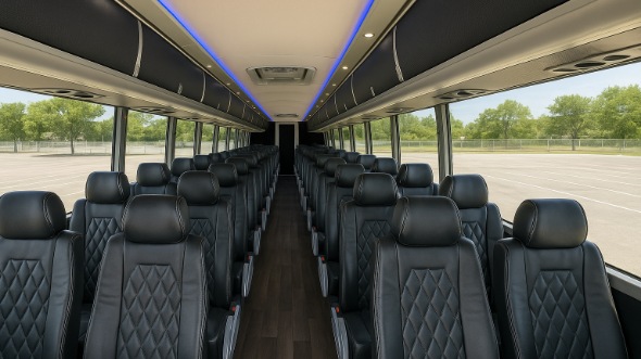 Interior of Torrance Party Bus Company's 55 Passenger Charter Bus in Torrance