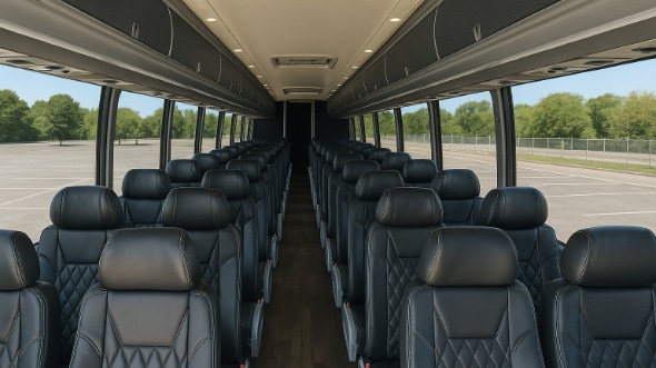 Interior of Torrance Party Bus Company's 56 Passenger Charter Bus in Torrance